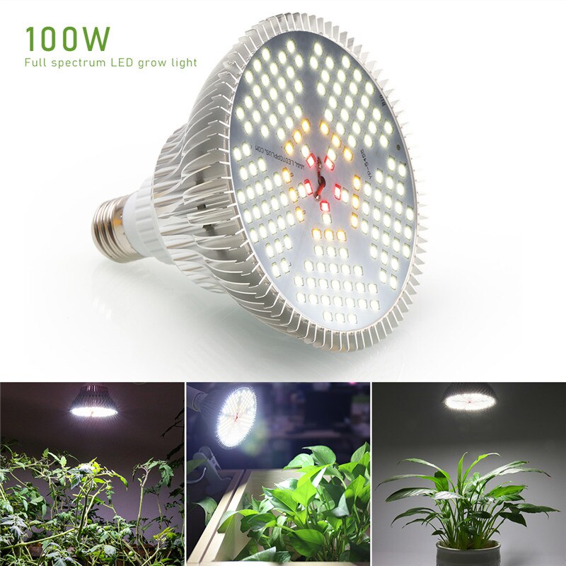 E27 전체 스펙트럼 LED 성장 빛 100W 햇빛 같은 식물 성장 램프 전구 실내 온실 식물 꽃 야채 수경법, 수경 재배 램프 LED 조명